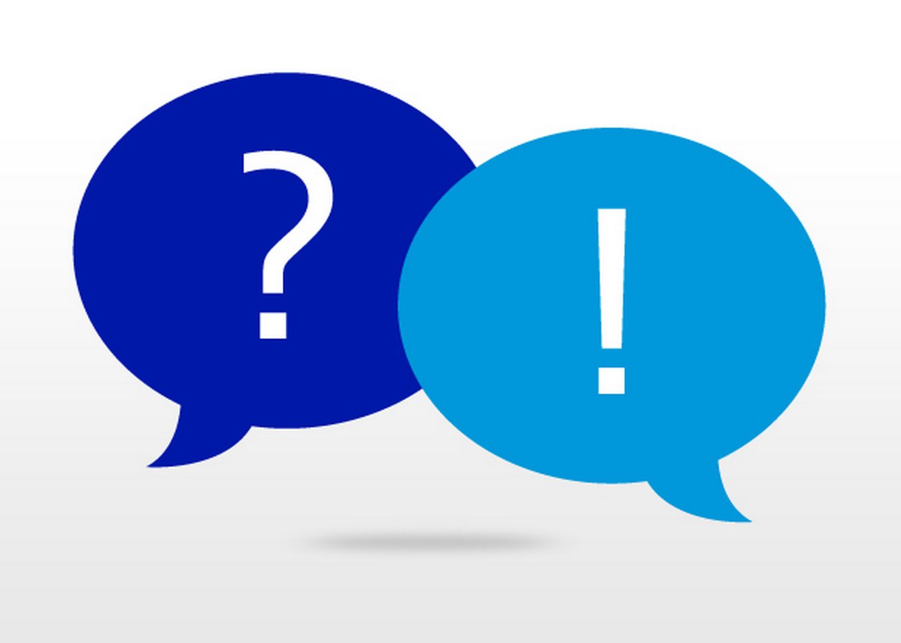 The picture shows a question mark and an exclamation mark in a speech bubble.